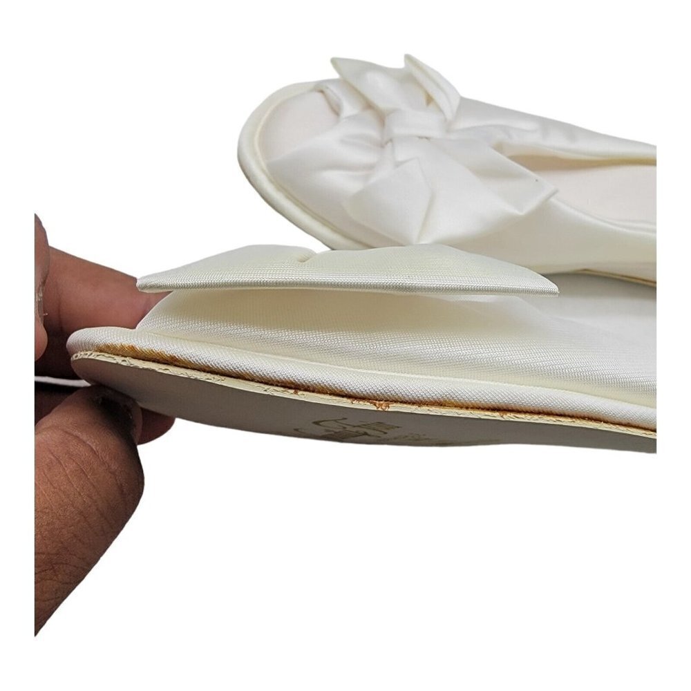 COPY - Vanity Fair Slippers Womens Sz L 8/9  Nylon Satin Peep Toe Vintage Made … - Picture 7 of 16